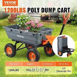 1200lbs 7Cu. Ft. Garden Dump Cart with 2-in-1 Convertible Handle and 13in All
