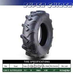 2PC SUPERGUIER 6.00-12 Agricultural Farm Tractor Tire R-1 Pattern 6Ply 6.00x12