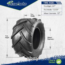 2 Pcs Super Lug 24x12.00-12 24X12.00X12 Lawn Tractor Tires for AG Farm Tractors