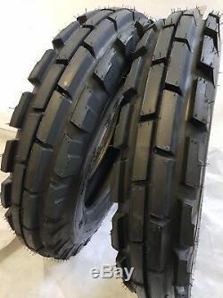 (2 TIRES + 2 TUBES) 6.50-16 8 PLY KNK33 3-Rib Farm Tractor Tires WithTube 6.50x16