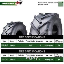 4PC WANDA 15x6-6 & 18x8.5-8 Lawn Mower Agriculture Farm Tractor Tires 4Ply