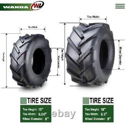 4PC WANDA 15x6-6 & 18x8.5-8 Lawn Mower Agriculture Farm Tractor Tires 4Ply