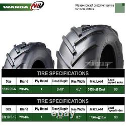 4PC WANDA 15x6-6 & 23x10.5-12 Lawn Mower Agriculture Farm Tractor Tires 4Ply