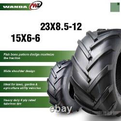 4PC WANDA 15x6-6 & 23x8.5-12 Lawn Mower Agriculture Farm Tractor Tires 4Ply