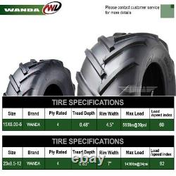 4PC WANDA 15x6-6 & 23x8.5-12 Lawn Mower Agriculture Farm Tractor Tires 4Ply