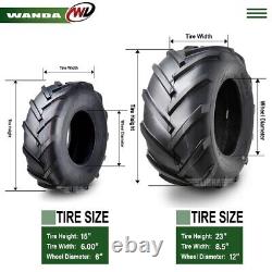 4PC WANDA 15x6-6 & 23x8.5-12 Lawn Mower Agriculture Farm Tractor Tires 4Ply