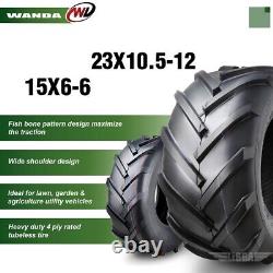 4 WANDA 15X6-6 & 23X10.5-12 Lawn Mower Agriculture Farm Tractor Lug Tires 4 Ply