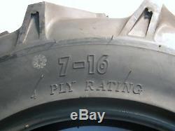 7-16 7x16 TIRE for Compact Tractor Farm AG Ground Drive Equipment R-1 Lug 4ply