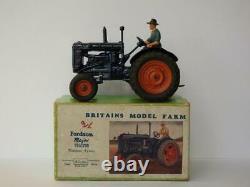 Britains Vintage 1948 Boxed Lead #128f Fordson Major Farm Tractor Rubber Tyres