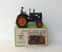 Britains Vintage 1948 Boxed Lead #128f Fordson Major Farm Tractor Rubber Tyres