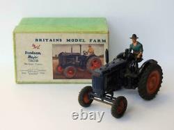 Britains Vintage 1948 Boxed Lead #128f Fordson Major Farm Tractor Rubber Tyres