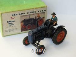 Britains Vintage 1948 Boxed Lead #128f Fordson Major Farm Tractor Rubber Tyres