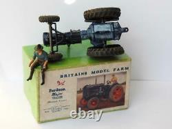 Britains Vintage 1948 Boxed Lead #128f Fordson Major Farm Tractor Rubber Tyres