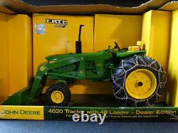 Ertl John Deere 4020 & 48 Loader Tire Chain Farm Tractor 116 Diecast Dealer Toy