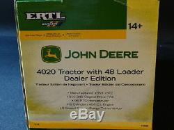 Ertl John Deere 4020 & 48 Loader Tire Chain Farm Tractor 116 Diecast Dealer Toy