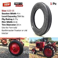 Front Farm Tractor Tire 400x15? 4-Ply Replace for Farmall/ Earthmaster Tractor