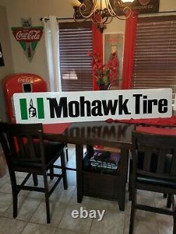 Large MOHAWK TIRES Farm Tractor Gas Metal Oil Sign Original nos