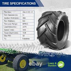 Maxauto 2 Pcs Super Lug 24X12.00-12 24X12.00X12 Lawn Tractor Tires for AG Farm T