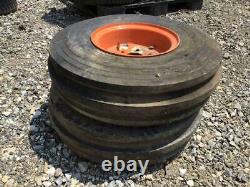 Pair (2) Bridgestone 6.50-10 Tractor Tires On Rims 4 Ply Farm Service Rib #00445