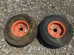 Pair (2) Bridgestone 6.50-10 Tractor Tires On Rims 4 Ply Farm Service Rib #00445