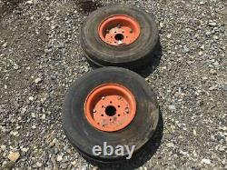 Pair (2) Bridgestone 6.50-10 Tractor Tires On Rims 4 Ply Farm Service Rib #00445