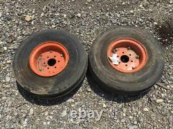 Pair (2) Bridgestone 6.50-10 Tractor Tires On Rims 4 Ply Farm Service Rib #00445