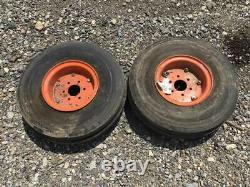 Pair (2) Bridgestone 6.50-10 Tractor Tires On Rims 4 Ply Farm Service Rib #00445