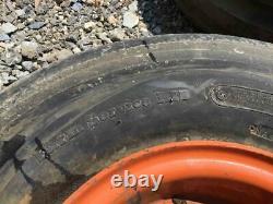 Pair (2) Bridgestone 6.50-10 Tractor Tires On Rims 4 Ply Farm Service Rib #00445