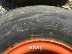 Pair (2) Bridgestone 6.50-10 Tractor Tires On Rims 4 Ply Farm Service Rib #00445