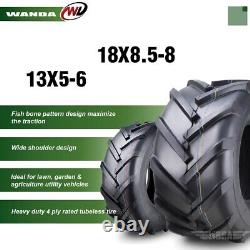 Set4 WANDA 13X5-6 & 18X8.5-8 Lawn Mower Agriculture Farm Tractor Lug Tires 4 Ply
