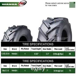 Set4 WANDA 13X5-6 & 18X8.5-8 Lawn Mower Agriculture Farm Tractor Lug Tires 4 Ply