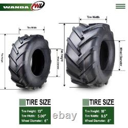 Set4 WANDA 13X5-6 & 18X8.5-8 Lawn Mower Agriculture Farm Tractor Lug Tires 4 Ply