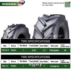 Set4 WANDA 15X6-6 & 18X8.5-8 Lawn Mower Agriculture Farm Tractor Lug Tires 4 Ply
