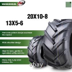 Set 4 WANDA 13X5-6 & 20X10-8 Lawn Mower Agriculture Farm Tractor Lug Tires 4 Ply