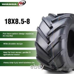 Set of 2 WANDA 18x8.5-8 Lawn Mower Agriculture Farm Tractor Tires 4 ply 18x8.5x8