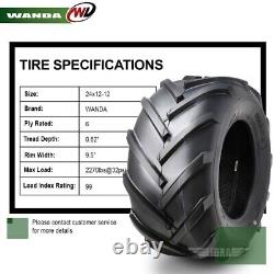 Set of 2 WANDA 24x12-12 Lawn Mower Agriculture Farm Tractor Tires 4ply 24x12x12