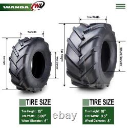 Set of 4 WANDA 15x6-6 & 18x9.5-8 Lawn Mower Agriculture Farm Tractor Tires 4Ply