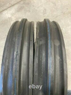 TWO Tractor Tires with Tubes 400x12 4.00-12 Front 3 Rib Harvest King 4 ply TT F2