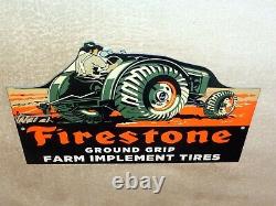 Vintage Firestone Ground Grip Tires + Farm Tractor 12 Metal Gasoline & Oil Sign