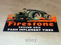 Vintage Firestone Ground Grip Tires + Farm Tractor 12 Metal Gasoline & Oil Sign