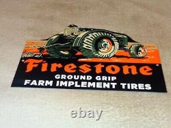 Vintage Firestone Ground Grip Tires + Farm Tractor 12 Metal Gasoline & Oil Sign