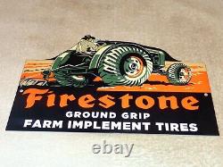 Vintage Firestone Ground Grip Tires + Farm Tractor 12 Metal Gasoline & Oil Sign