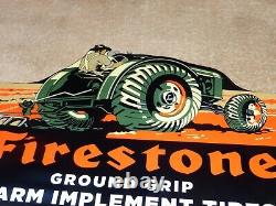 Vintage Firestone Ground Grip Tires + Farm Tractor 12 Metal Gasoline & Oil Sign