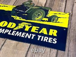 Vintage Goodyear Farm Implement Tires 12 Metal Advertising Sign Gas Oil Tractor