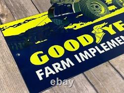 Vintage Goodyear Farm Implement Tires 12 Metal Advertising Sign Gas Oil Tractor