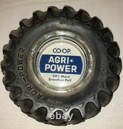 Vintage RARE Agri Power Farm Tractor Tire Glass Rubber Advertising Ashtray