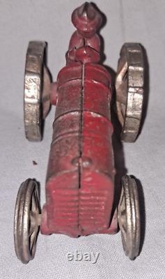 Vtg Red Arcade 273R Farm Tractor 3.5 Toy Iron Man Cave Metal Tires