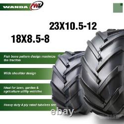 WANDA 18X8.5-8 & 23X10.5-12 Lawn Mower Agriculture Farm Tractor Lug Tires 4 Ply
