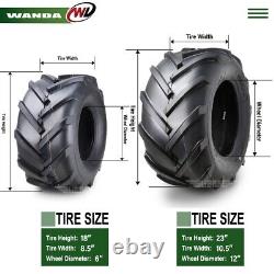 WANDA 18X8.5-8 & 23X10.5-12 Lawn Mower Agriculture Farm Tractor Lug Tires 4 Ply
