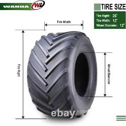 WANDA 26X12-12 Lawn Mower Agriculture Farm Tractor Cart Turf Tires 4 Ply 26X12X1